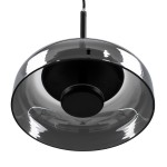 GloboStar® CHARLOTTE 00743 Μοντέρνο Κρεμαστό Φωτιστικό Οροφής Μονόφωτο Φιμέ Γυάλινο Μαύρο Μεταλλικό CREE LED 5W 500lm 180° AC 85-265V Θερμό Λευκό 2700K Φ23 x Υ23cm