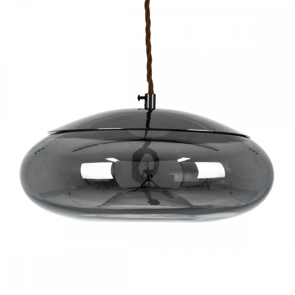 GLOBOSTAR® AXTON 00751 Μοντέρνο Κρεμαστό Φωτιστικό Οροφής LED 5W 500lm 180° AC 220-240V IP20 Θερμό Λευκό 2700K - Sanan SMD Chip - Μαύρο Φιμέ - Μ30 x Π30 x Υ15cm - 2 Xρόνια Εγγύηση
