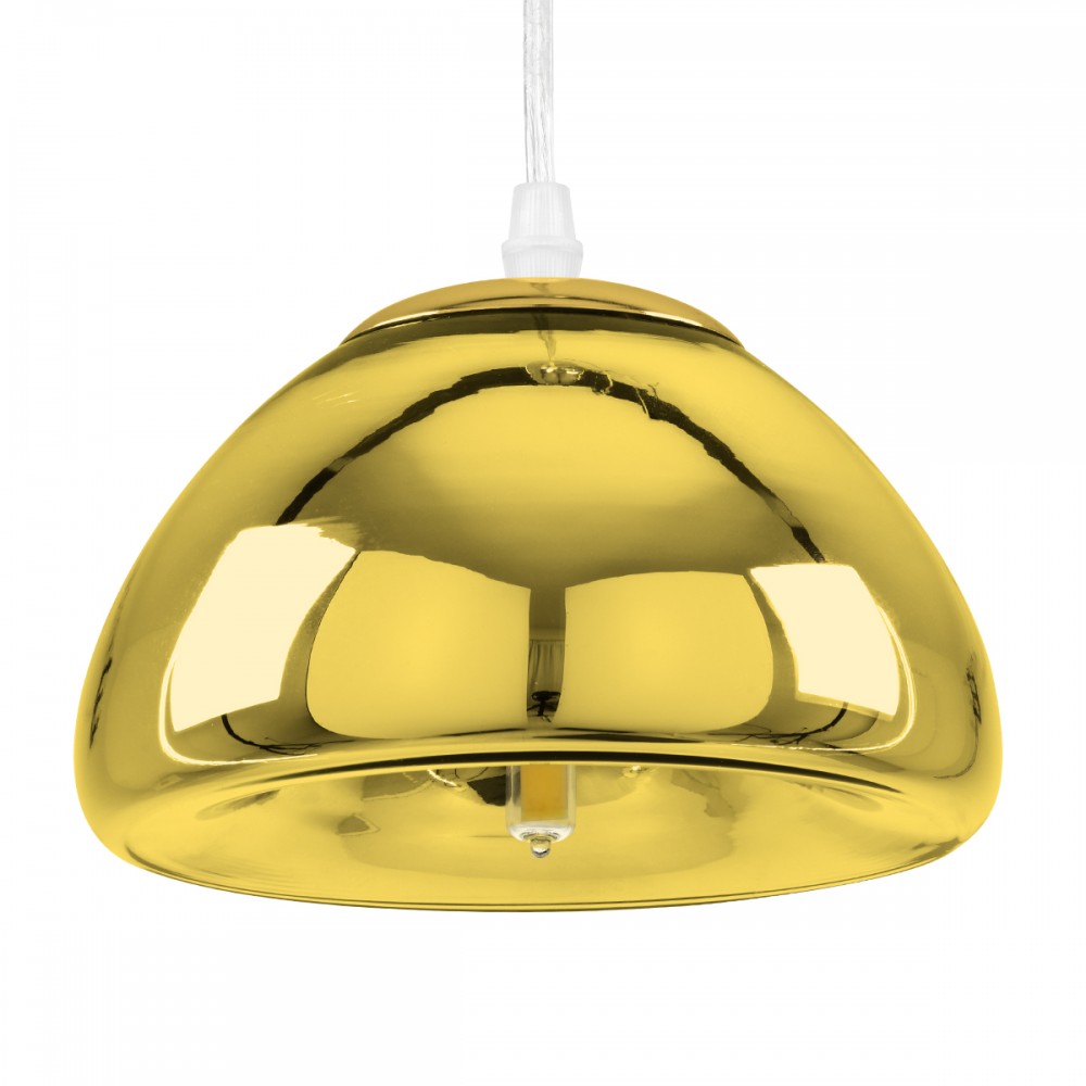 GloboStar® CRISTIN 00757 Μοντέρνο Κρεμαστό Φωτιστικό Ανάρτηση Μονόφωτο 1 x G4 Χρυσό Γυαλί - Μ18 x Π18 x Υ13cm