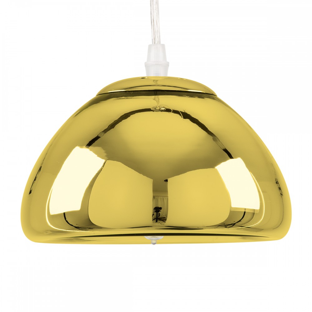 GloboStar® CRISTIN 00757 Μοντέρνο Κρεμαστό Φωτιστικό Οροφής Μονόφωτο 1 x G4 AC 230V Χρυσό Γυάλινο Φ18 x Υ13cm