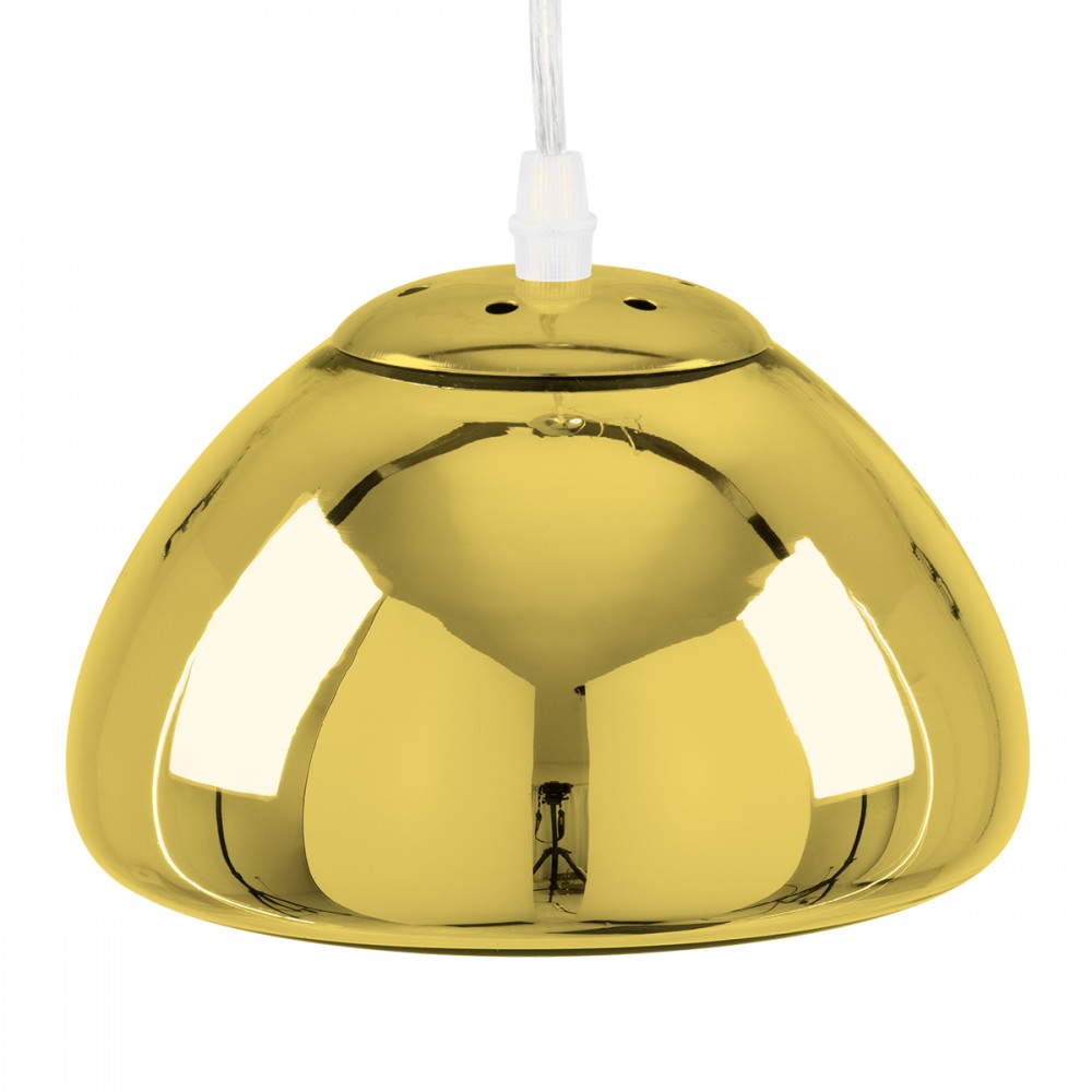GloboStar® CRISTIN 00757 Μοντέρνο Κρεμαστό Φωτιστικό Οροφής Μονόφωτο 1 x G4 AC 230V Χρυσό Γυάλινο Φ18 x Υ13cm