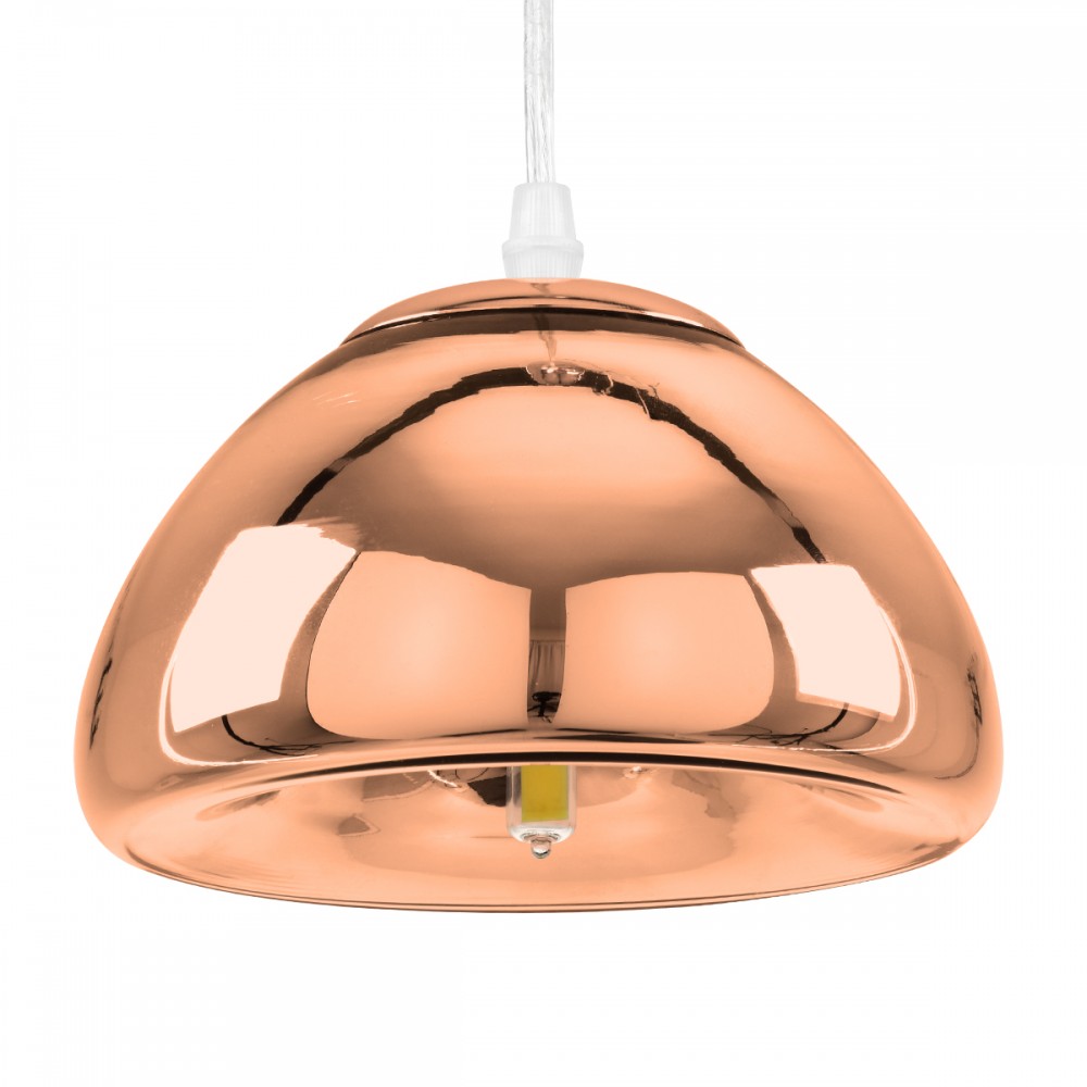 GloboStar® CRISTIN 00758 Μοντέρνο Κρεμαστό Φωτιστικό Ανάρτηση Μονόφωτο 1 x G4 Χάλκινο Γυαλί - Μ18 x Π18 x Υ13cm