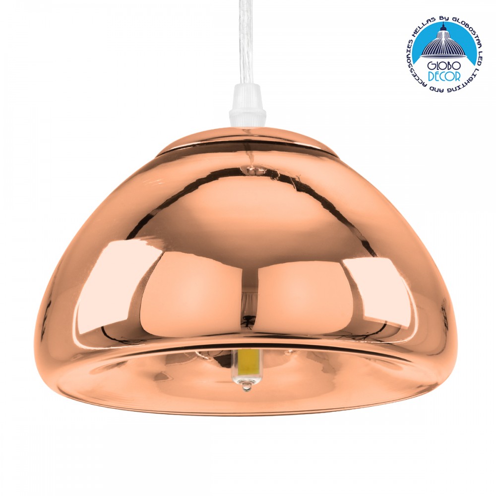 GloboStar® CRISTIN 00758 Μοντέρνο Κρεμαστό Φωτιστικό Ανάρτηση Μονόφωτο 1 x G4 Χάλκινο Γυαλί - Μ18 x Π18 x Υ13cm
