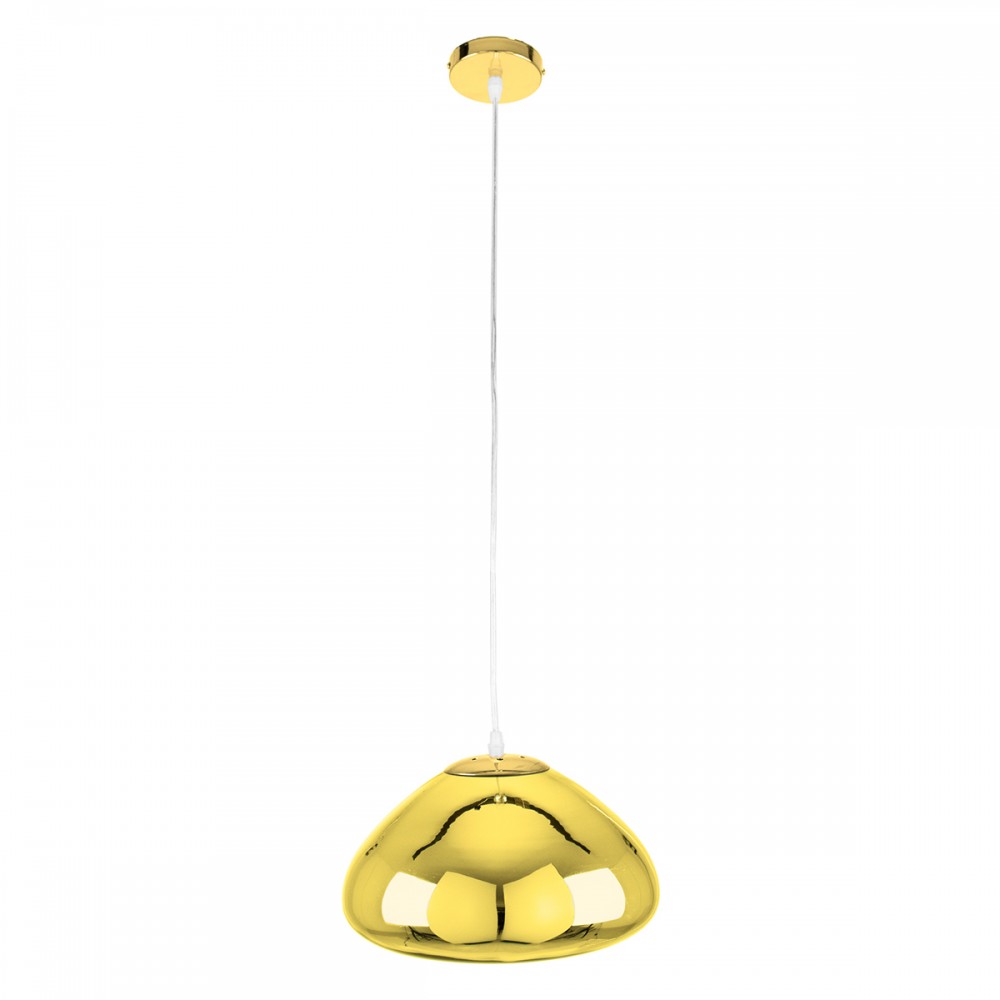 GloboStar® CRISTIN 00760 Μοντέρνο Κρεμαστό Φωτιστικό Οροφής Μονόφωτο 1 x E27 Χρυσό Γυάλινο Φ30 x Υ19cm