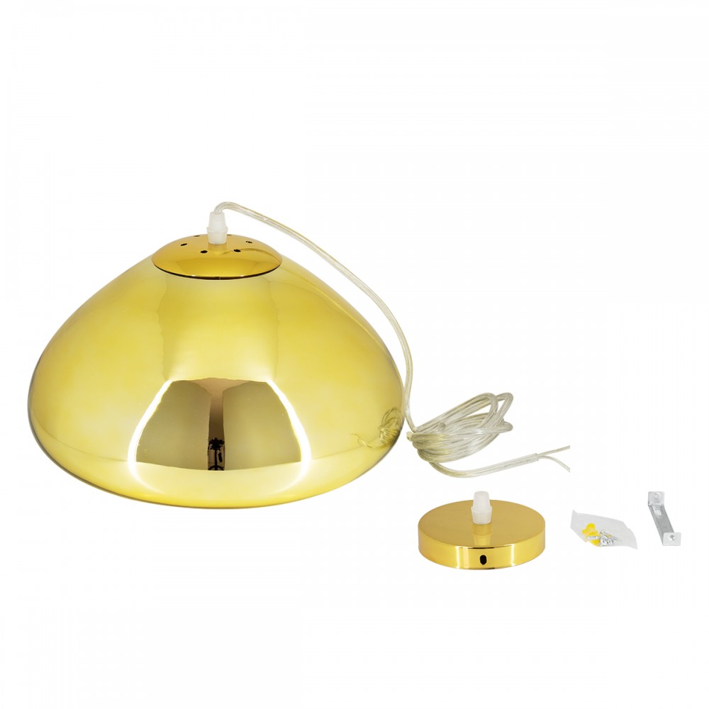 GloboStar® CRISTIN 00760 Μοντέρνο Κρεμαστό Φωτιστικό Οροφής Μονόφωτο 1 x E27 Χρυσό Γυάλινο Φ30 x Υ19cm