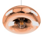 GloboStar® CRISTIN 00761 Μοντέρνο Κρεμαστό Φωτιστικό Οροφής Μονόφωτο 1 x E27 Χάλκινο Γυάλινο Φ30 x Υ19cm