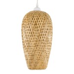 GloboStar® SAN TROPEZ 00764 Vintage Κρεμαστό Φωτιστικό Οροφής Μονόφωτο 1 x E27 Μπεζ Ξύλινο Μπαμπού Φ19 x Υ42cm