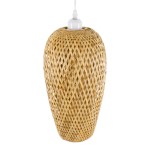 GloboStar® SAN TROPEZ 00764 Vintage Κρεμαστό Φωτιστικό Οροφής Μονόφωτο 1 x E27 Μπεζ Ξύλινο Μπαμπού Φ19 x Υ42cm