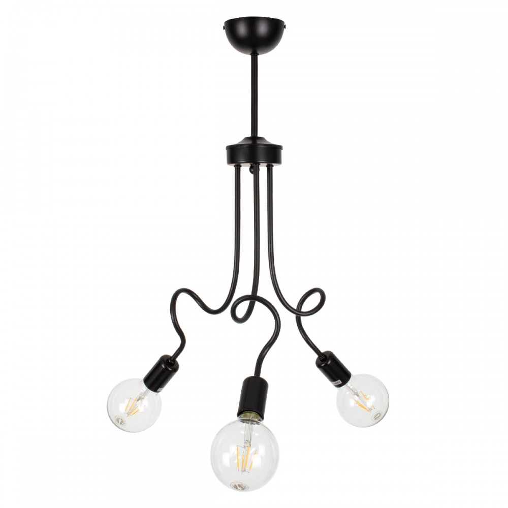 GloboStar® ASPECT 00787 Μοντέρνο Φωτιστικό Οροφής Τρίφωτο Μαύρο Μεταλλικό Πλέγμα Φ42 x Y60cm