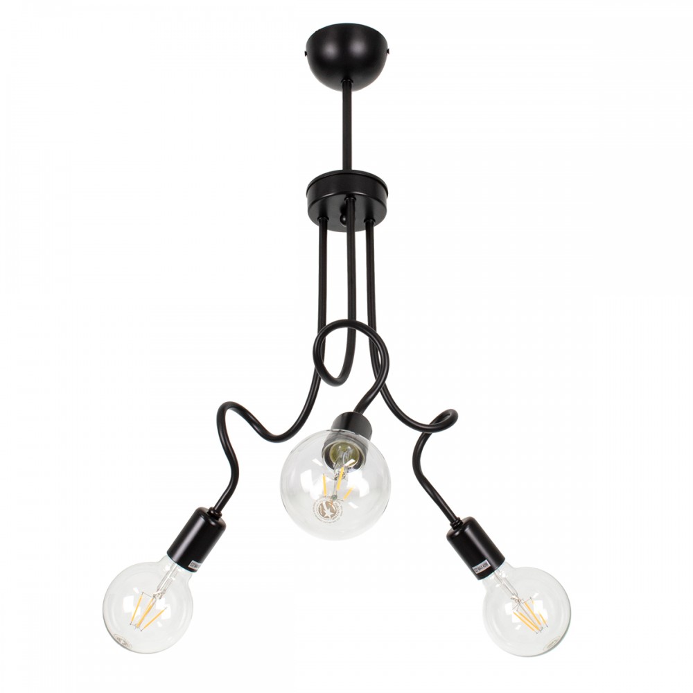 GloboStar® ASPECT 00787 Μοντέρνο Φωτιστικό Οροφής Τρίφωτο Μαύρο Μεταλλικό Πλέγμα Φ42 x Y60cm