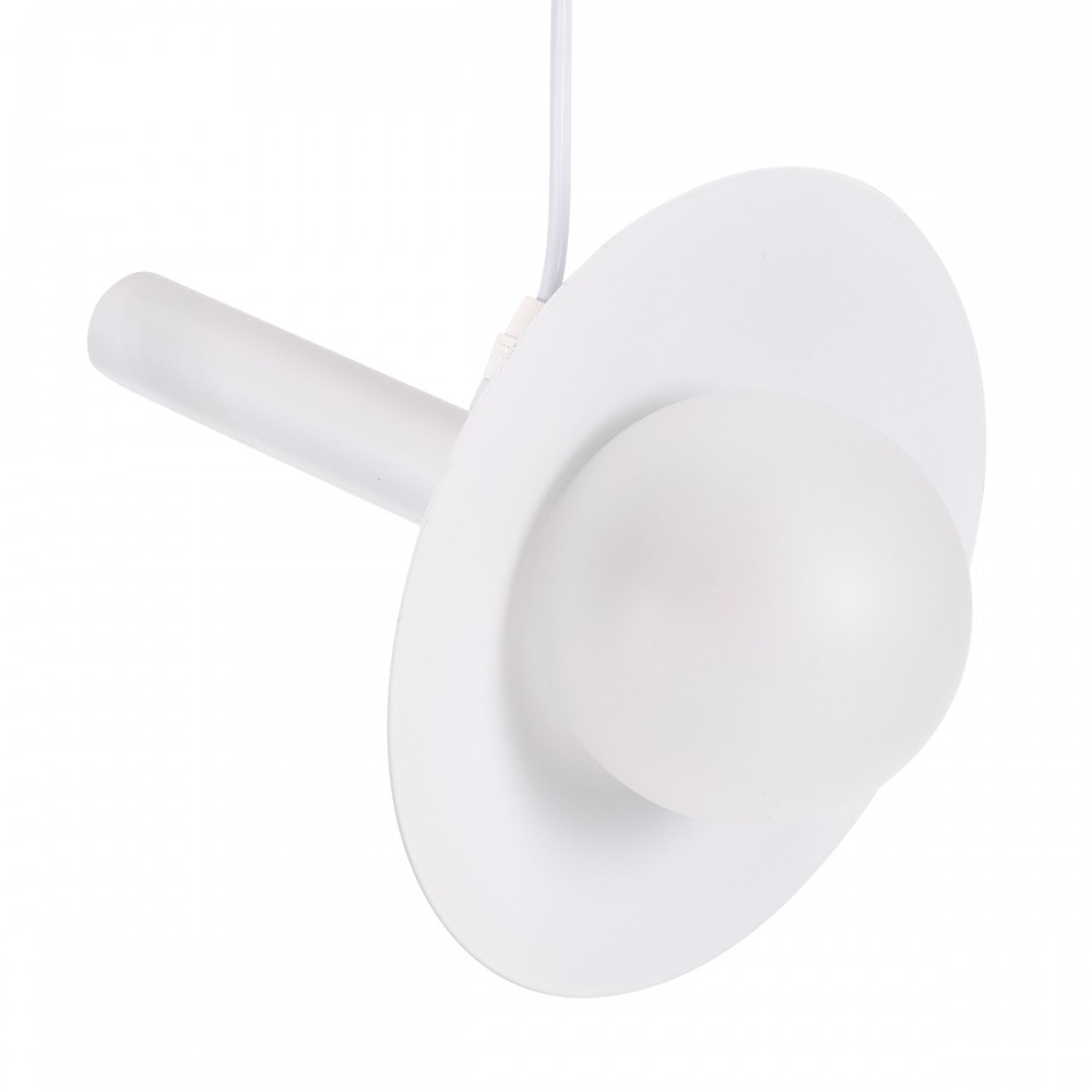 GloboStar® CELEST 00790 Μοντέρνο Μεταλλικό Κρεμαστό Φωτιστικό Οροφής Ανάρτηση Μονόφωτο 1 x G9 Λευκό με Λευκό Γυαλί Φ20 x Y26.5cm