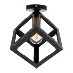 GloboStar® CUBE 00799 Μοντέρνο Φωτιστικό Οροφής Μονόφωτο Μαύρο Μεταλλικό Πλέγμα Φ25 x Y25cm