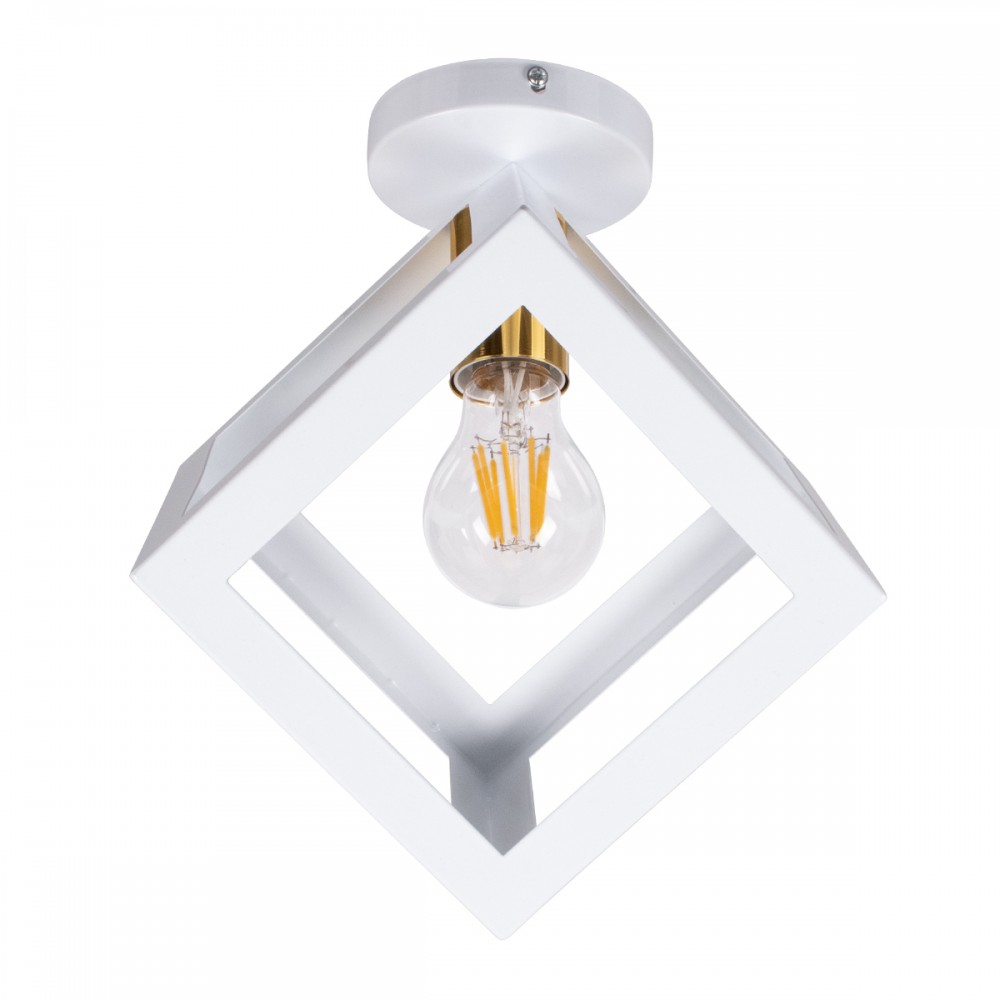 GloboStar® CUBE 00800 Μοντέρνο Φωτιστικό Οροφής Μονόφωτο Λευκό Μεταλλικό Πλέγμα Φ25 x Y25cm