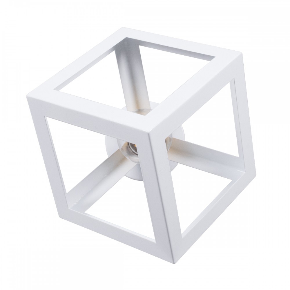 GloboStar® CUBE 00800 Μοντέρνο Φωτιστικό Οροφής Μονόφωτο Λευκό Μεταλλικό Πλέγμα Φ25 x Y25cm