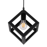 GloboStar® CUBE 00801 Μοντέρνο Κρεμαστό Φωτιστικό Οροφής Μονόφωτο 1 x E27 Μαύρο Μεταλλικό Πλέγμα Μ25 x Π25 x Υ25cm