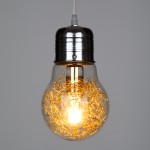 GloboStar® LAMP 00807 Μοντέρνο Κρεμαστό Φωτιστικό Οροφής Μονόφωτο 1 x E27 Ασημί Νίκελ Βάση και Χρυσό Ντουί Μεταλλικό Διάφανο Γυαλί Φ15 x Υ27cm