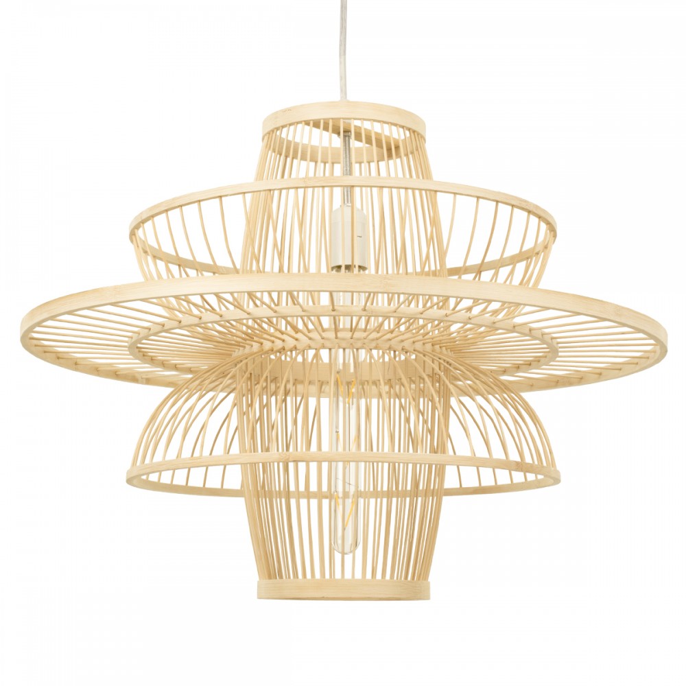 GLOBOSTAR® BALI 00862 Boho Κρεμαστό Φωτιστικό Οροφής με Ντουί 1 x E27 AC 220-240V IP20 - Μπεζ - Μ60 x Π60 x Υ45cm