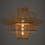 GloboStar® BALI 00862 Vintage Κρεμαστό Φωτιστικό Οροφής Μονόφωτο 1 x E27 Μπεζ Ξύλινο Μπαμπού Φ60 x Y45cm