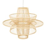 GloboStar® BALI 00862 Vintage Κρεμαστό Φωτιστικό Οροφής Μονόφωτο 1 x E27 Μπεζ Ξύλινο Μπαμπού Φ60 x Y45cm