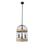 GloboStar® MERLIN 00865 Vintage Industrial Κρεμαστό Φωτιστικό Οροφής Τρίφωτο 3 x E14 Μαύρο Μεταλλικό Με Σχοινί Φ28 x Y40cm