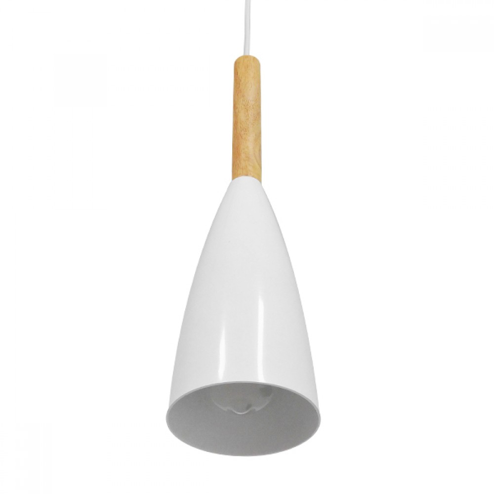 GloboStar® DILLON 00876 Μοντέρνο Κρεμαστό Φωτιστικό Οροφής Μονόφωτο 1 x E27 Λευκό Μεταλλικό Καμπάνα Φ11 x Υ36cm