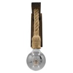 GloboStar® FLYN 00883 Vintage Φωτιστικό Τοίχου Απλίκα Μονόφωτο Καφέ Σκούρο Ξύλινο με Σχοινί Μ7 x Π19 x Υ28cm