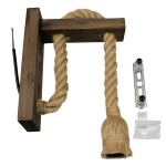 GloboStar® FLYN 00883 Vintage Φωτιστικό Τοίχου Απλίκα Μονόφωτο Καφέ Σκούρο Ξύλινο με Σχοινί Μ7 x Π19 x Υ28cm