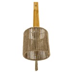 GloboStar® CASTI 00886 Vintage Φωτιστικό Τοίχου Απλίκα Μονόφωτο Μπεζ Ξύλινο με Σχοινί και Καπέλο Φ19 x Μ19 x Π35 x Υ30-85cm