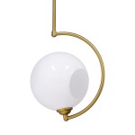 GloboStar® ISLA 00898 Μοντέρνο Κρεμαστό Φωτιστικό Οροφής Μονόφωτο Λευκό Glossy με Χρυσό Βραχίονα Μεταλλικό Φ20 x Y33cm