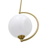 GloboStar® ISLA 00898 Μοντέρνο Κρεμαστό Φωτιστικό Οροφής Μονόφωτο Λευκό Glossy με Χρυσό Βραχίονα Μεταλλικό Φ20 x Y33cm