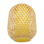 GloboStar® MAURITIUS 00899 Vintage Κρεμαστό Φωτιστικό Οροφής Μονόφωτο 1 x E27 Καφέ Ξύλινο Μπαμπού Φ30 x Υ40cm