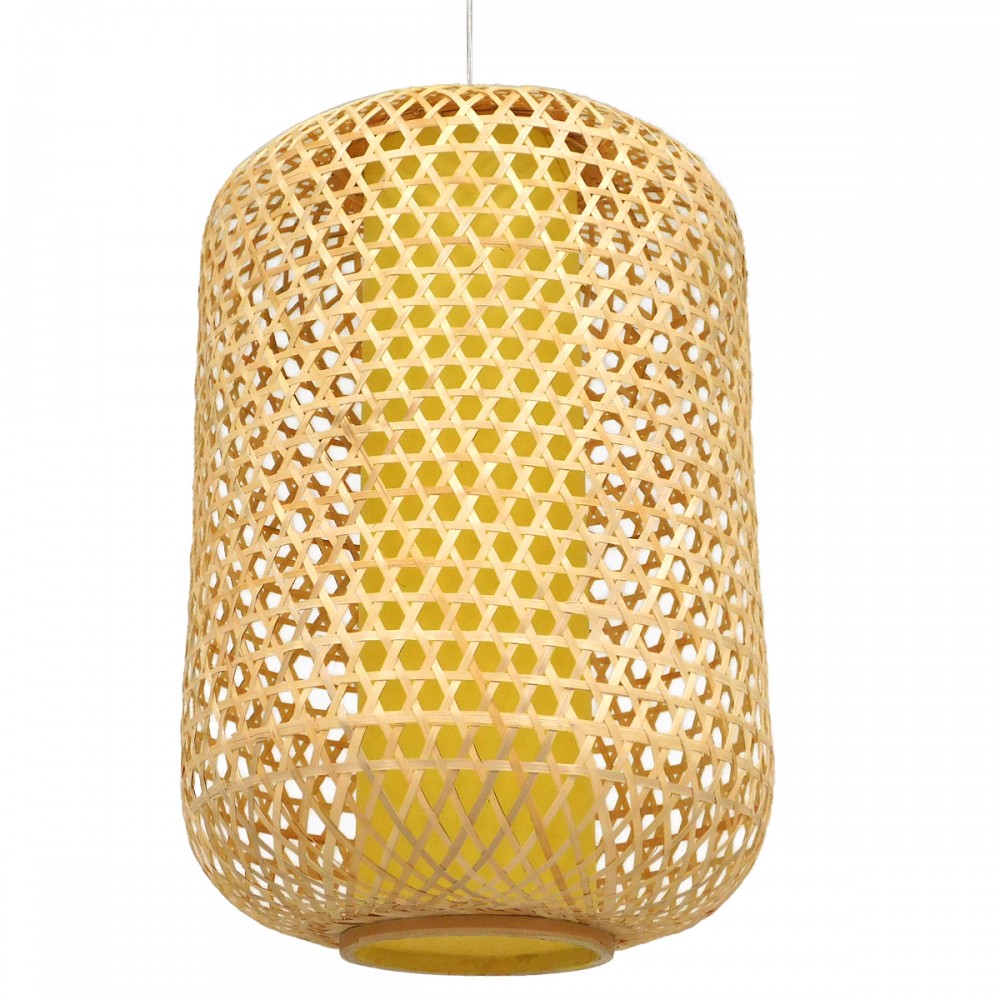 GloboStar® MAURITIUS 00901 Boho Κρεμαστό Φωτιστικό Ανάρτηση Μονόφωτο 1 x E27 IP20 Μπεζ Ξύλο - Μ40 x Π40 x Υ60cm