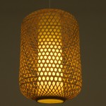 GloboStar® MAURITIUS 00901 Vintage Κρεμαστό Φωτιστικό Οροφής Μονόφωτο 1 x E27 Καφέ Ξύλινο Μπαμπού Φ40 x Y63cm
