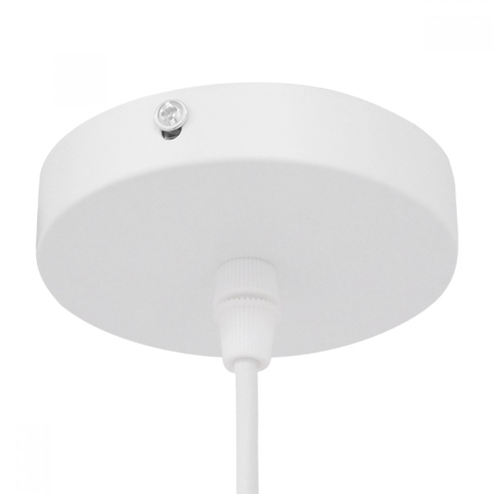 GloboStar® SHADE 00907 Μοντέρνο Κρεμαστό Φωτιστικό Οροφής Μονόφωτο 1 x E27 Λευκό Μεταλλικό με Ξύλο Καμπάνα Φ23 x Υ22cm