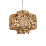 GloboStar® JENSON 00909 Boho Κρεμαστό Φωτιστικό Οροφής Μονόφωτο 1 x E27 AC220-240V IP20 - Φ33 x Y28cm - Μπεζ Σχοινί Πλέγμα - 5 Χρόνια Εγγύηση