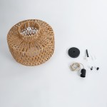 GloboStar® JENSON 00909 Boho Κρεμαστό Φωτιστικό Οροφής Μονόφωτο 1 x E27 AC220-240V IP20 - Φ33 x Y28cm - Μπεζ Σχοινί Πλέγμα - 5 Χρόνια Εγγύηση