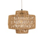 GloboStar® JENSON 00909 Boho Κρεμαστό Φωτιστικό Οροφής Μονόφωτο 1 x E27 AC220-240V IP20 - Φ33 x Y28cm - Μπεζ Σχοινί Πλέγμα - 5 Χρόνια Εγγύηση