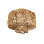 GloboStar® JENSON 00909 Boho Κρεμαστό Φωτιστικό Οροφής Μονόφωτο 1 x E27 AC220-240V IP20 - Φ33 x Y28cm - Μπεζ Σχοινί Πλέγμα - 5 Χρόνια Εγγύηση