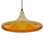 GloboStar® SHANGHAI ROPE 00917 Μοντέρνο Κρεμαστό Φωτιστικό Οροφής Μονόφωτο 1 x E27 με Μπεζ Σχοινί Καμπάνα Φ37 x Υ20cm