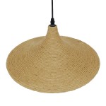 GloboStar® SHANGHAI ROPE 00917 Μοντέρνο Κρεμαστό Φωτιστικό Οροφής Μονόφωτο 1 x E27 με Μπεζ Σχοινί Καμπάνα Φ37 x Υ20cm