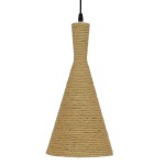 GloboStar® SHANGHAI ROPE 00918 Μοντέρνο Κρεμαστό Φωτιστικό Οροφής Μονόφωτο 1 x E27 με Μπεζ Σχοινί Καμπάνα Φ20 x Υ39cm