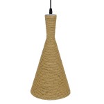 GloboStar® SHANGHAI ROPE 00918 Μοντέρνο Κρεμαστό Φωτιστικό Οροφής Μονόφωτο 1 x E27 με Μπεζ Σχοινί Καμπάνα Φ20 x Υ39cm