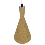 GloboStar® SHANGHAI ROPE 00918 Μοντέρνο Κρεμαστό Φωτιστικό Οροφής Μονόφωτο 1 x E27 με Μπεζ Σχοινί Καμπάνα Φ20 x Υ39cm