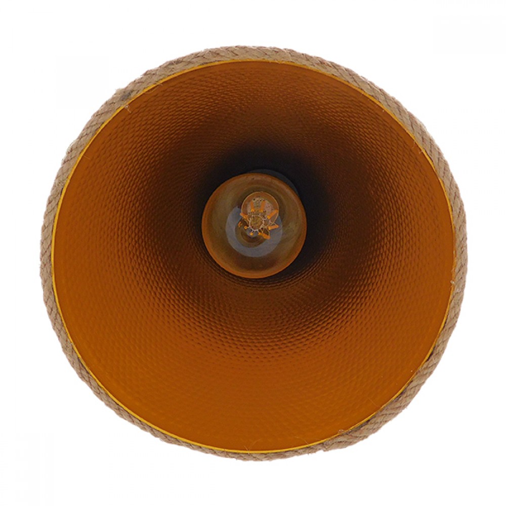 GloboStar® SHANGHAI ROPE 00918 Μοντέρνο Κρεμαστό Φωτιστικό Οροφής Μονόφωτο 1 x E27 με Μπεζ Σχοινί Καμπάνα Φ20 x Υ39cm