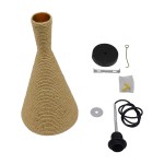 GloboStar® SHANGHAI ROPE 00918 Μοντέρνο Κρεμαστό Φωτιστικό Οροφής Μονόφωτο 1 x E27 με Μπεζ Σχοινί Καμπάνα Φ20 x Υ39cm