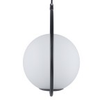 GloboStar® MADRID 00931 Μοντέρνο Κρεμαστό Φωτιστικό Οροφής Μονόφωτο 1 x E27 Μαύρο Μεταλλικό Γυάλινο Μπάλα Μ30 x Π20 x Υ30cm