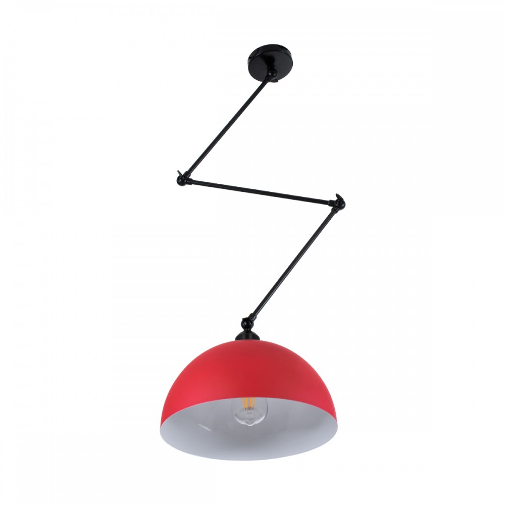 GloboStar® LOTUS RED 00938 Μοντέρνο Φωτιστικό Οροφής Μονόφωτο Κόκκινο Ματ Μεταλλικό Καμπάνα Φ30 x Y21cm