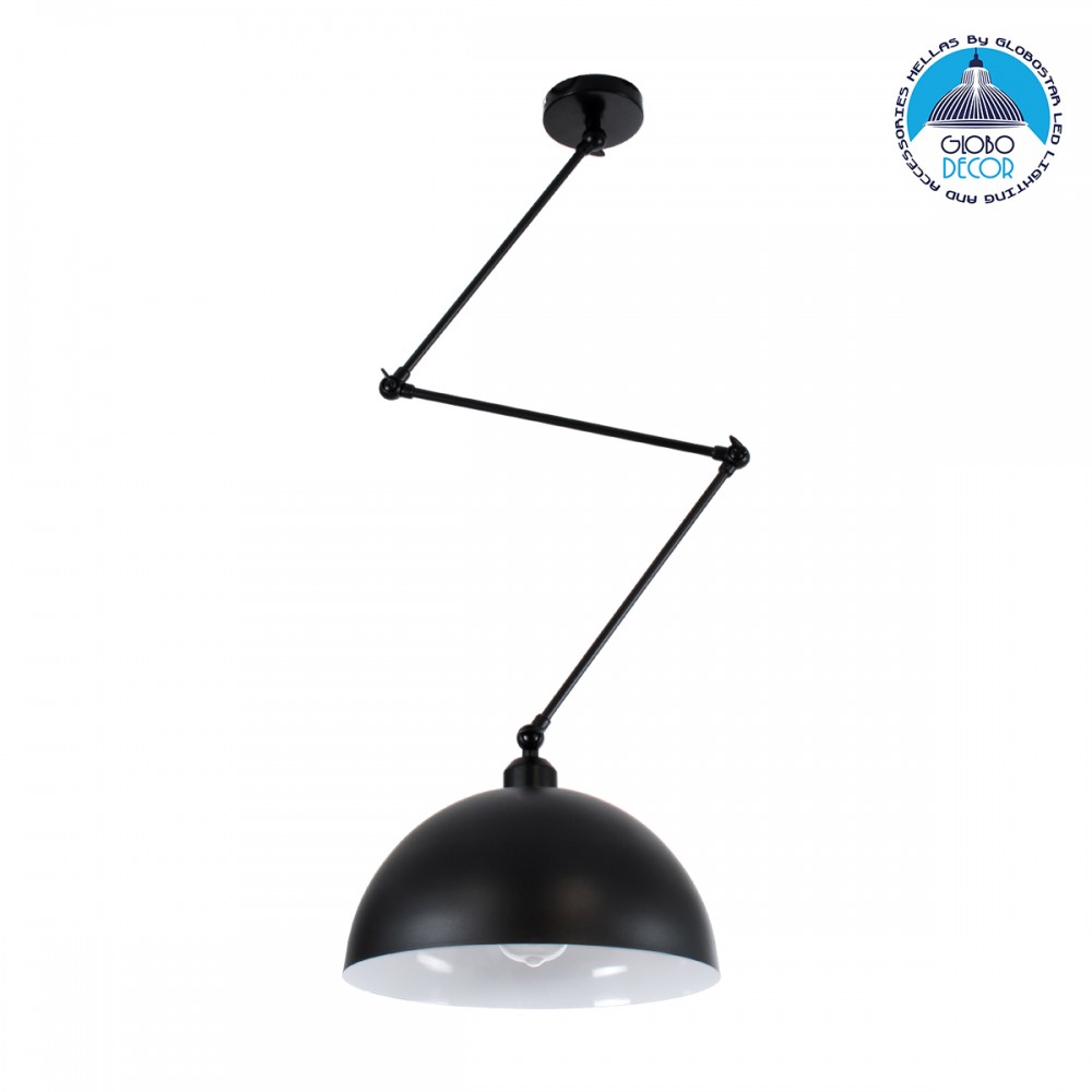 GloboStar® LOTUS 00939 Μοντέρνο Φωτιστικό Οροφής Καμπάνα Μονόφωτο 1 x E27 IP20 Μαύρο & Λευκό Μέταλλο - Μ30 x Π30 x Υ21cm
