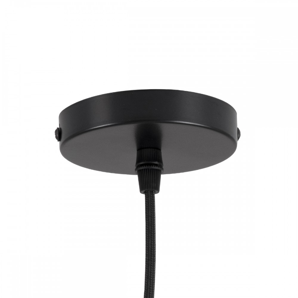 GloboStar® MAVERICK 00945 Μοντέρνο Κρεμαστό Φωτιστικό Οροφής Μονόφωτο 1 x E27 Μαύρο Μεταλλικό Γυάλινο Μπάλα Φ15 x Υ33cm