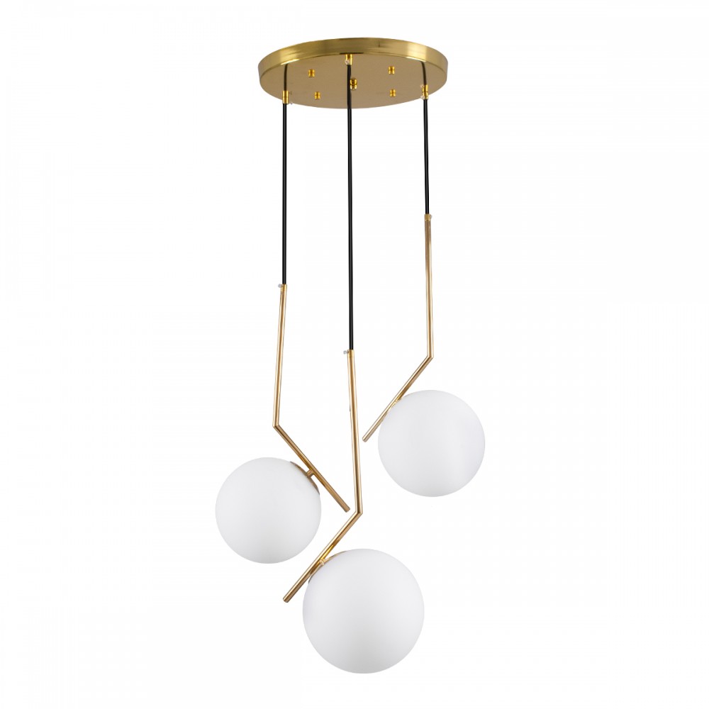 GLOBOSTAR® MONROE 00953 Μοντέρνο Κρεμαστό Φωτιστικό Οροφής με Ντουί 3 x E27 AC 220-240V IP20 - Χρυσό & Λευκό - Μ60 x Π60 x Υ50cm